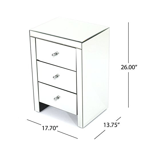 Christopher Knight Home Fianna Classic Mirror Finished 3-Drawer Side Table, Mirror