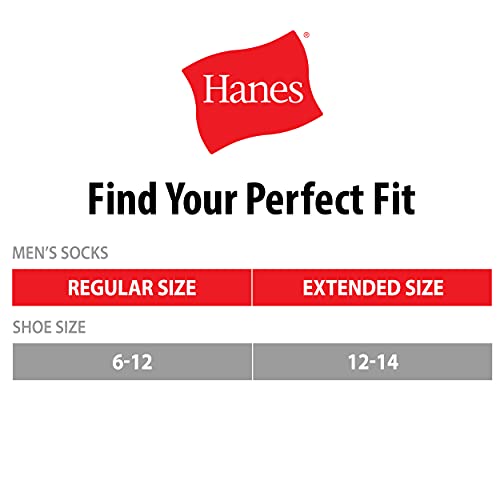 Hanes mens Crew Socks, 6-pair Pack Work Sock, Black, 6 12 US
