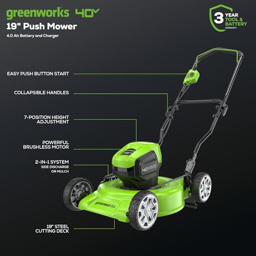 40V Brushless Cordless Lawn Mower by Greenworks