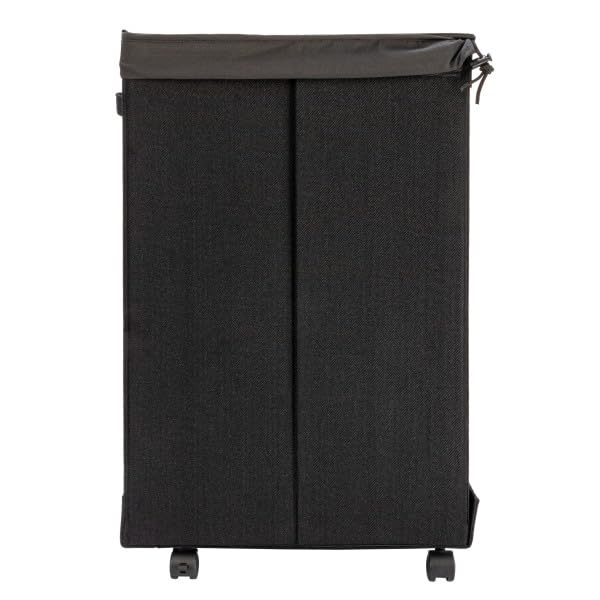 Household Essentials Narrow Collapsible Laundry Hamper with Liner and Lid, Black HE1059