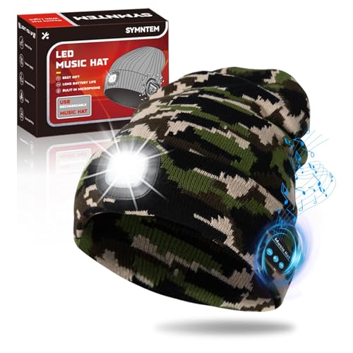 Rechargeable Bluetooth Beanie Hat with Headlamp