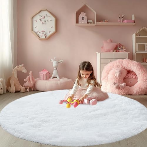 4ft Round Ultra Soft Fluffy Area Rug