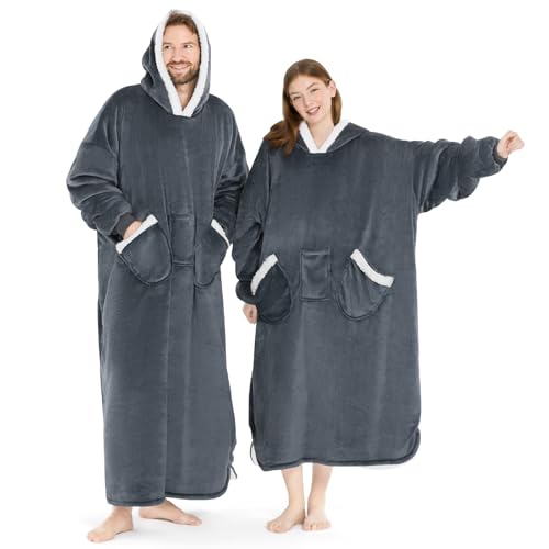 Oversized Sherpa Wearable Blanket Hoodie with Pockets