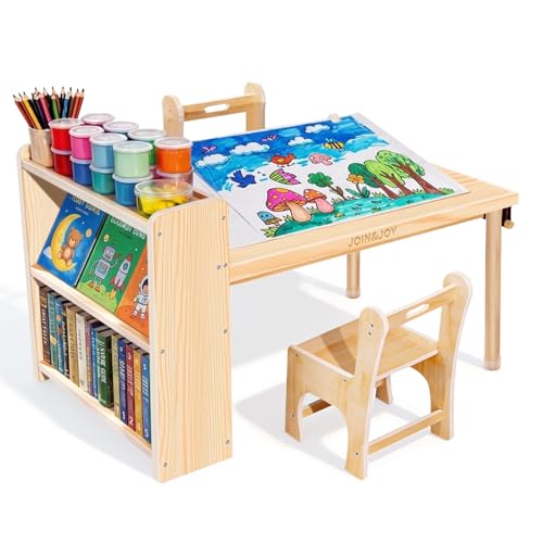 Kids Art Table and 2 Chair Set with Storage