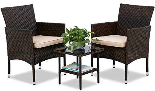 3 Piece Outdoor Wicker Patio Furniture Set