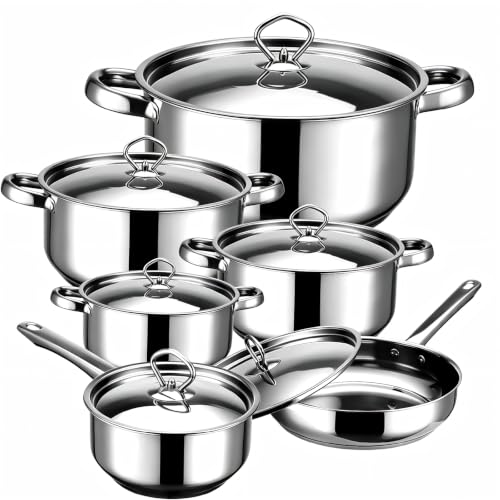 12 Piece Stainless Steel Cookware Set