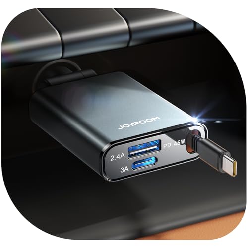 72W PD Car Charger with Retractable USB-C Cable