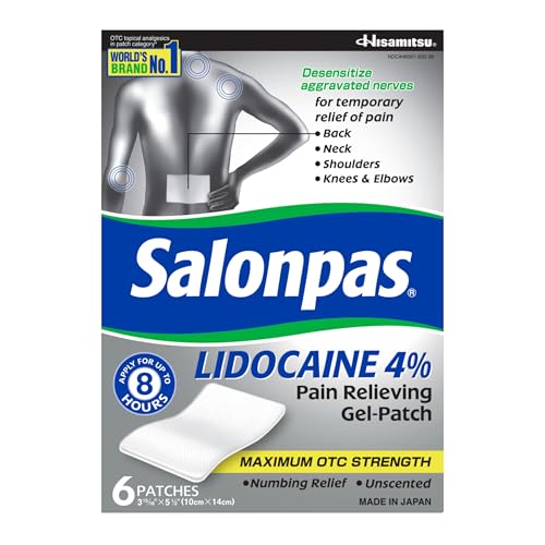 6 Count Salonpas Lidocaine 4% Pain Relief Patches
