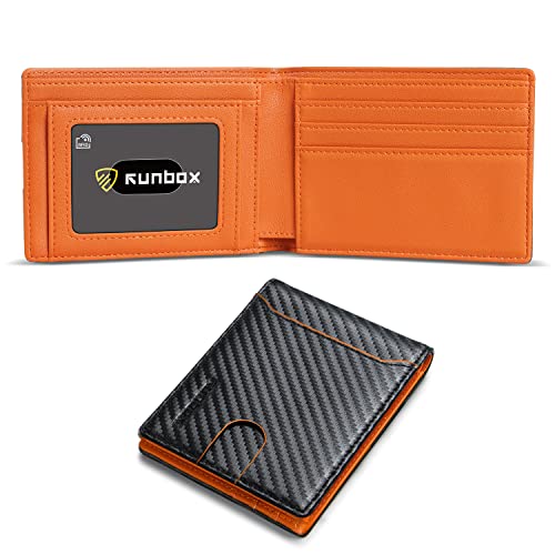 RUNBOX RFID Blocking Slim Leather Bifold Wallet