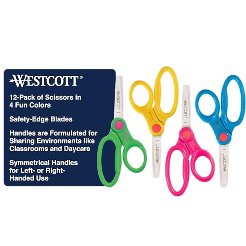 12 Pack Westcott Kids Scissors 5-Inch Blunt Tip