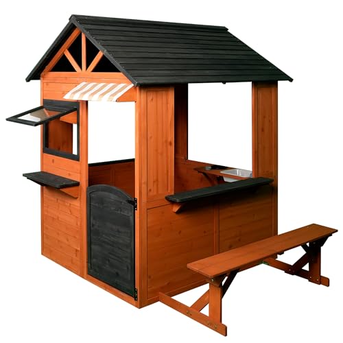 Easy Playhouse Outdoor Wooden Kids Playhouse with Kitchen