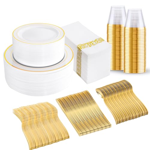 350 Piece Disposable Dinnerware Set Plates Utensils Cups