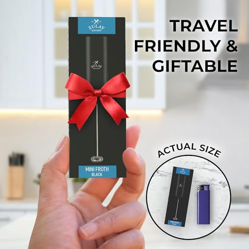 Powerful Handheld Milk Frother Wand - Electric Hand Mixer - Portable Frother Handheld for Coffee - Mini Froth Drink Mixer for Lattes, Cappuccino, Matcha, Hot Chocolate, Creamer - Black