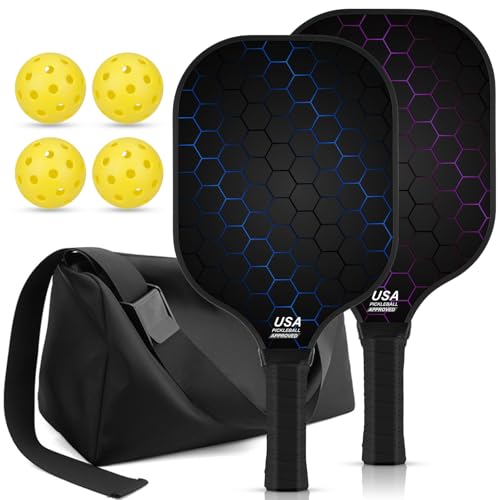 2 Pack Carbon Fiber Pickleball Paddles