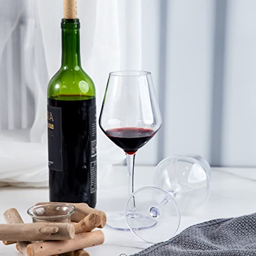 Ciaell 6 Pack Plastic Wine Glasses - 15OZ Unbreakable Wine Glasses, Tritan Wine Glasses with Stem - Disposable Stemmed Wine Glasses Perfect for Parties & Weddings & Poolside & Outdoors & Camping