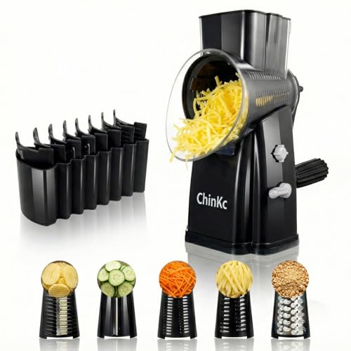 Rotary Cheese Grater Shredder with 5 Blades