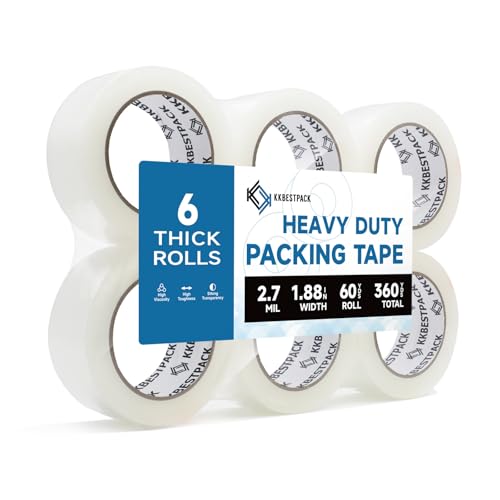 6 Rolls Heavy Duty Packing Tape for Moving Boxes