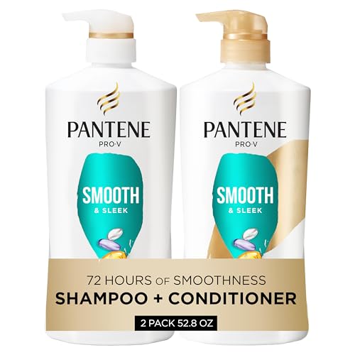 52.8 Oz Pantene Smooth & Sleek Shampoo Conditioner Set