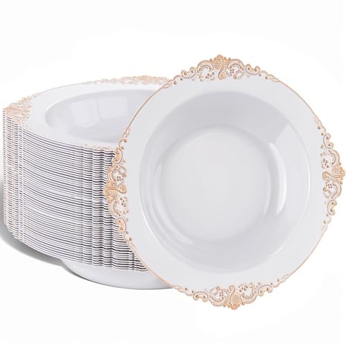 50 Pack Disposable 12oz Plastic Soup Bowls