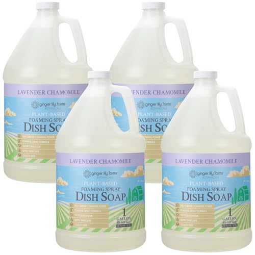 4 Pack Plant-Based Foaming Spray Dish Soap, 1 Gallon