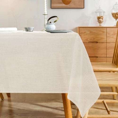 Water Resistant Linen Textured Rectangle Tablecloth 52x108