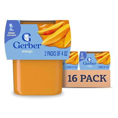 8 Pack Gerber Mango Baby Food Puree, 4oz Tubs