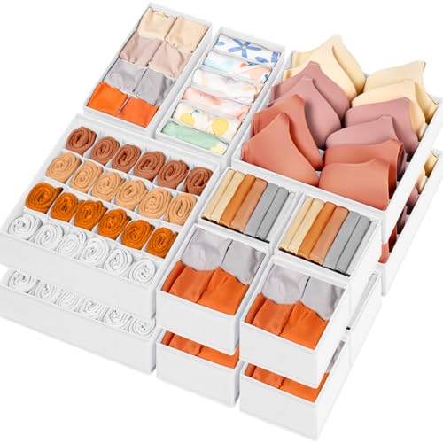 16 Pack Drawer Clothes Organizer Bins, 96 Compartments