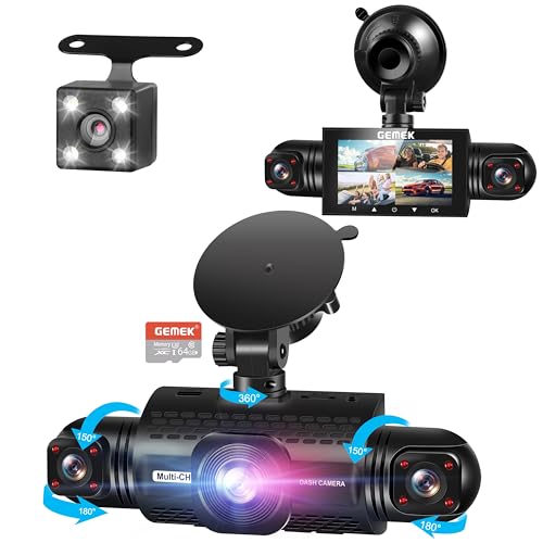 4 Channel 360° Dash Cam 2K Front Rear Inside