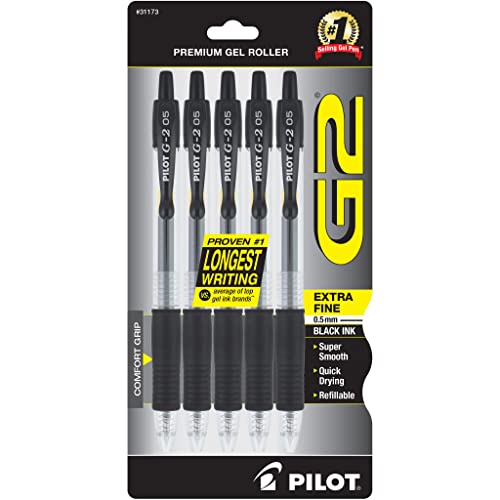 5 Pack PILOT G2 0.5mm Gel Pens