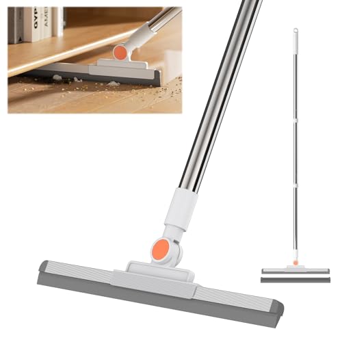 Floor Squeegee Rubber Broom, 180° Rotating Scraper