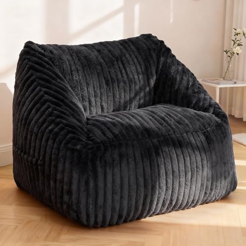 Faux Fur Bean Bag Chair with Armrests
