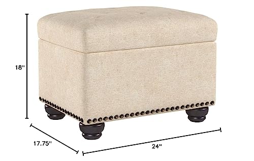 Modern Linen Upholstered Storage Ottoman by FIRST HILL