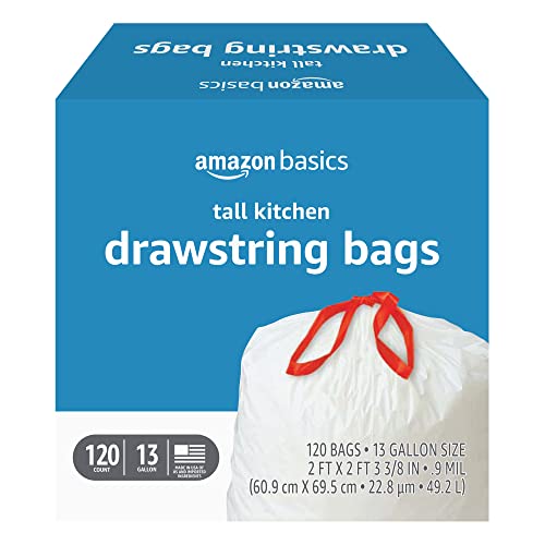 120 Count Amazon Basics 13 Gallon Kitchen Trash Bags