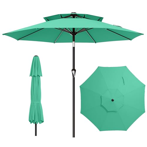 9ft Tilt Crank Outdoor Patio Umbrella (2 Colors)