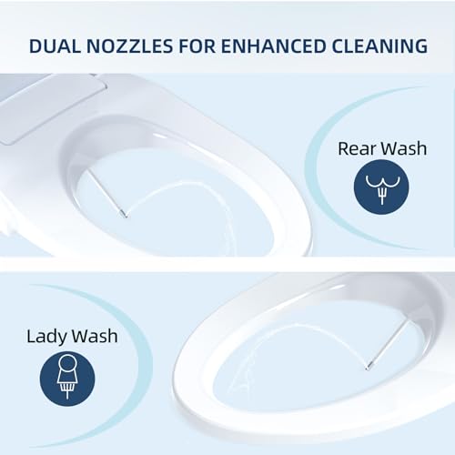 SmartWhale Bidet Toilet Seat, Elongated Non-Electric Bidet Seat, Dual-Nozzle, Rear/Feminine Wash, Adjustable Water Pressure, Easy Installation, Quiet Close, Cleanslet-1