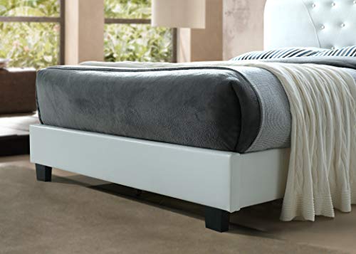 Hodedah Upholstered Bed Platform, Twin, White