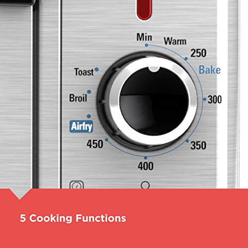 BLACK+DECKER 6-Slice Crisp 'N Bake Air Fry Toaster Oven, TO3215SS, 5 Cooking Functions, 60 Minute Timer, Stainless Steel