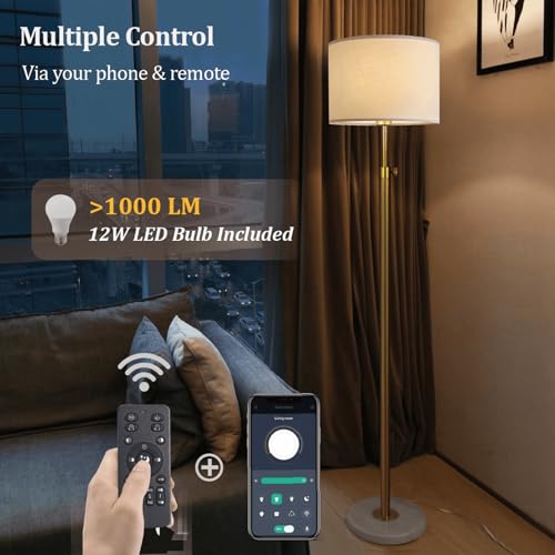 EMORLO Gold Adjustable Dimmable Floor Lamp