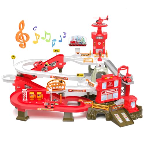 52 Piece Fire Rescue Adventure Track Playset for Kids