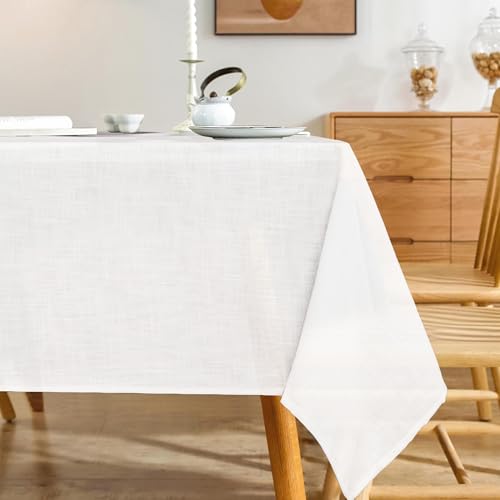 Linen Textured Water Resistant Rectangle Tablecloth