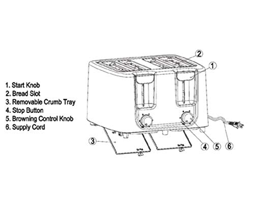 Continental Electric CE-TT029 Toaster, 4 Slice,Cool Touch, Black