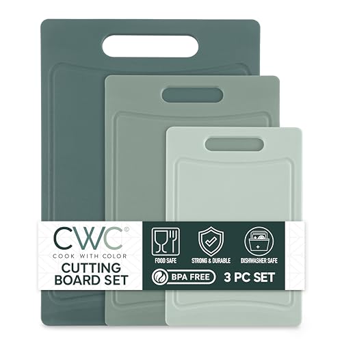 3 Pack Cutting Board Set Non-Slip Kitchen Essentials