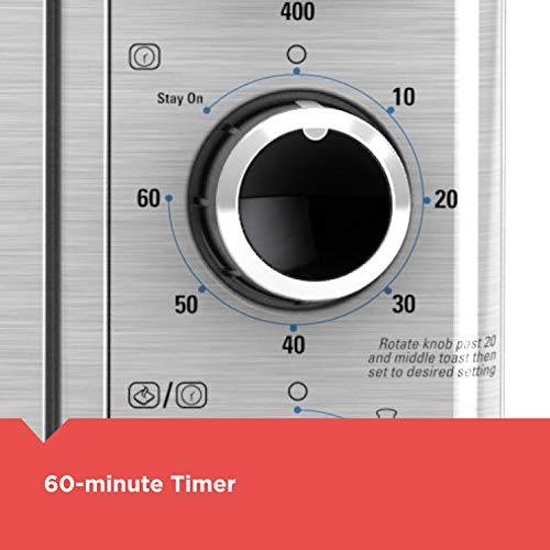 BLACK+DECKER 6-Slice Crisp 'N Bake Air Fry Toaster Oven, TO3215SS, 5 Cooking Functions, 60 Minute Timer, Stainless Steel