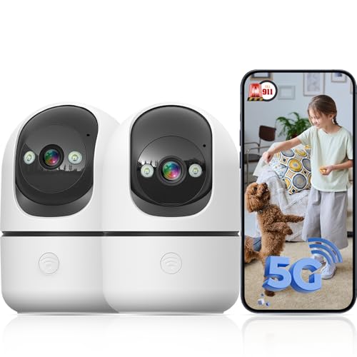 2 Pack Indoor WiFi Security Camera, 360° Pan/Tilt