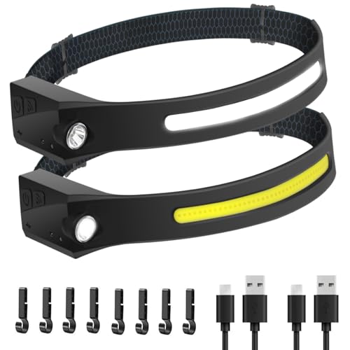2 Pack Rechargeable Wide Beam LED Headlamps