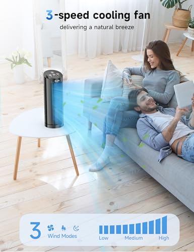 Grelife 13" Bladeless Tower Fan with Remote