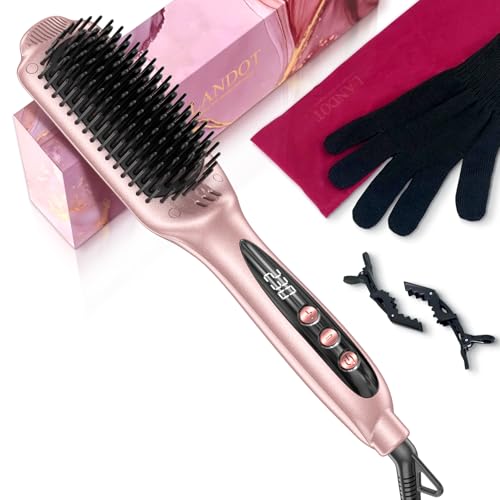 Ionic Ceramic Hair Straightener Brush Adjustable Temperature