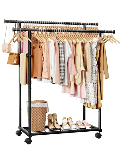 Sakugi Double Rod Rolling Metal Clothes Rack