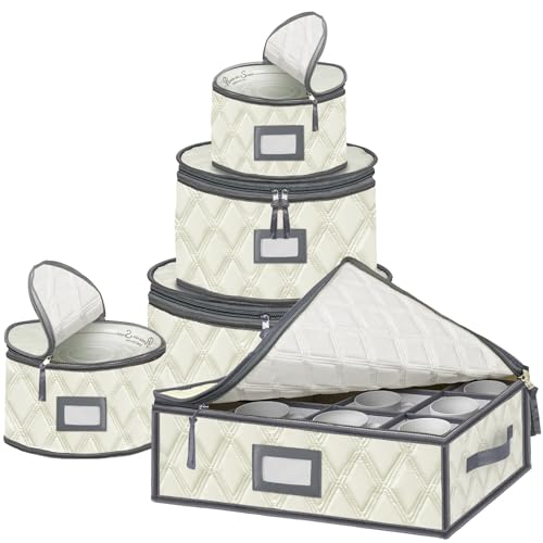 5 Pack Quilted China Storage Containers with Dividers