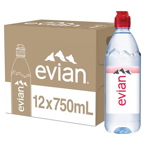 12 Pack evian 750ml Natural Spring Water Bottles